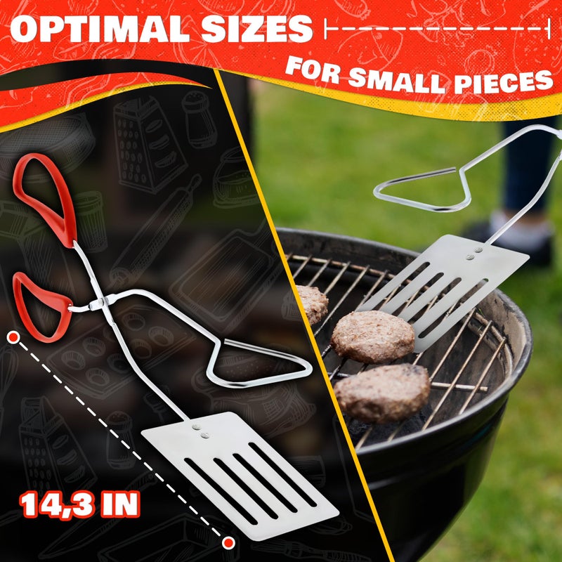 Cooking Concepts 14.3" Long Grill Tongs for Outdoor Grill â€“ Ergonomic 2-in-1 BBQ Spatula Tongs for Cooking Meat, Fish and Veggies, Multifunctional Grilling Spatula for Easy Gripping & Flipping â€“ Hamburger Flipper Tool - Image 2